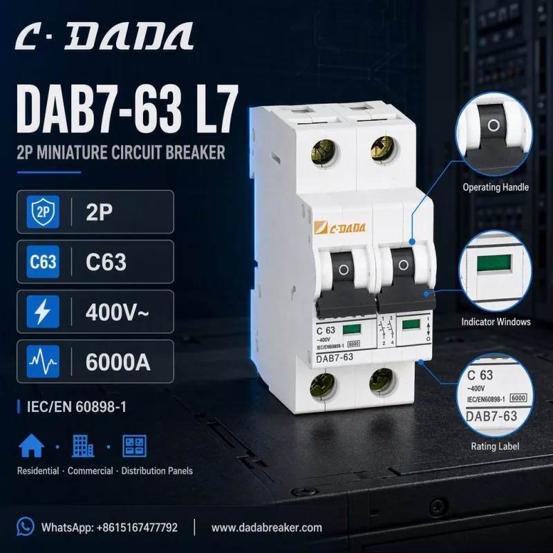 DAB7-63 L7 2P MCB - Ясна, компактна защита за разпределителни табла